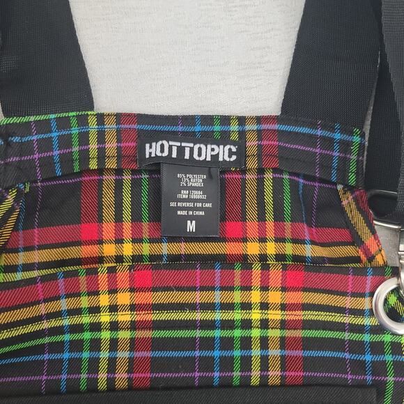 Hot topic Rainbow grid utility shortalls rainbow plaid Size Medium Kidcore - Picture 9 of 11